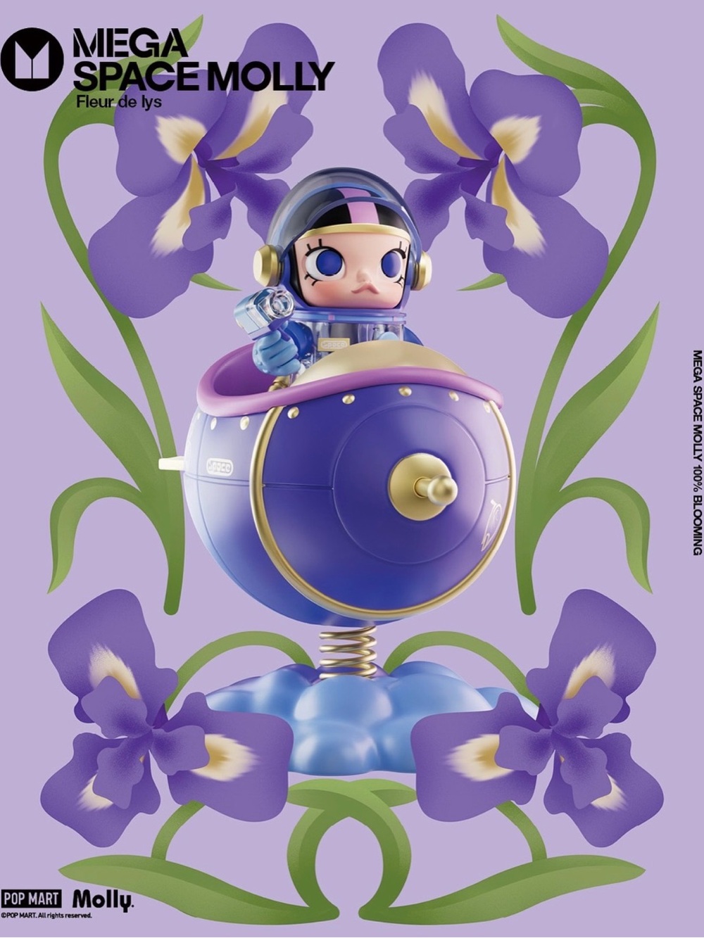 AUTHENTIC Pop Mart Mega Space Molly 100% Blooming Series - Fleur de Lys (France)